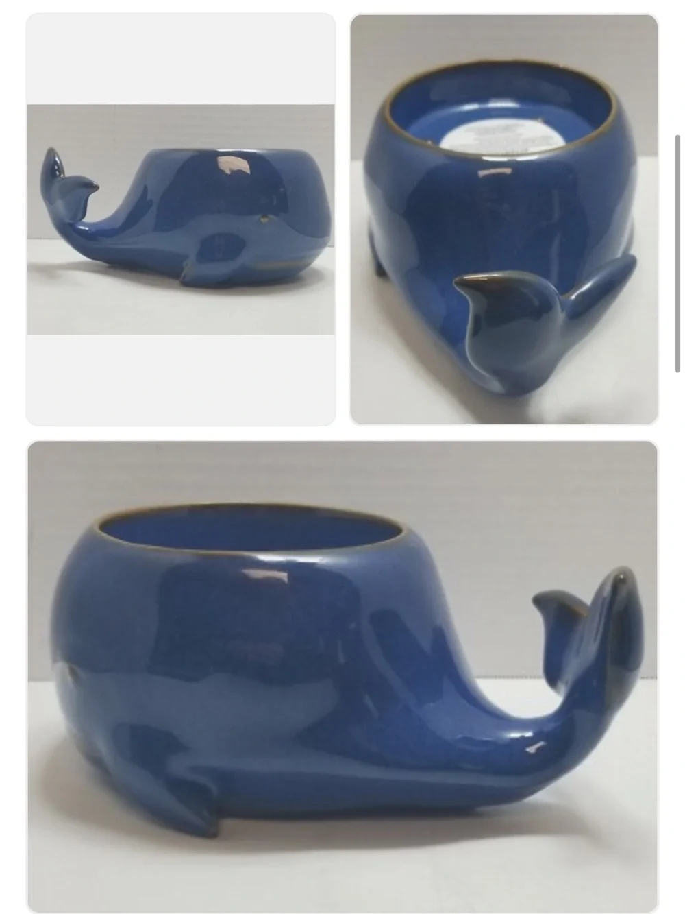 NWT Bath & Body Works Blue Whale 3-Wick Ceramic Candle Holder New